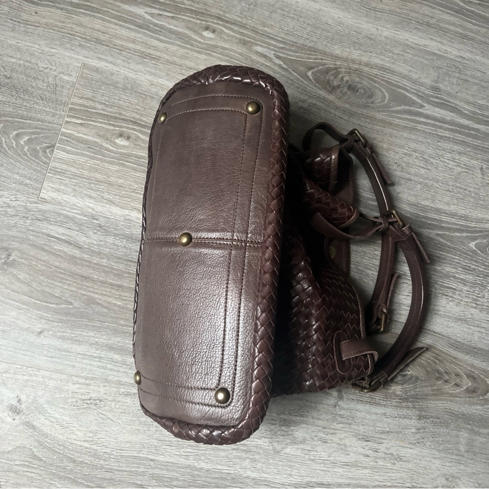 Valentina Dark Brown Woven Shoulder Bag - Picture 7 of 10